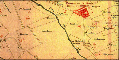 Bourg de la Croix des Bouquets - Extrait de carte du XVIIIe siècle