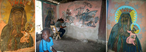 Restauration de peintures murales chez Belony