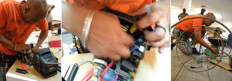 Maxence Denis en plein montage de son installation intitulée 26 secondes Maxence Denis en plein montage de son installation intitulée 26 secondes